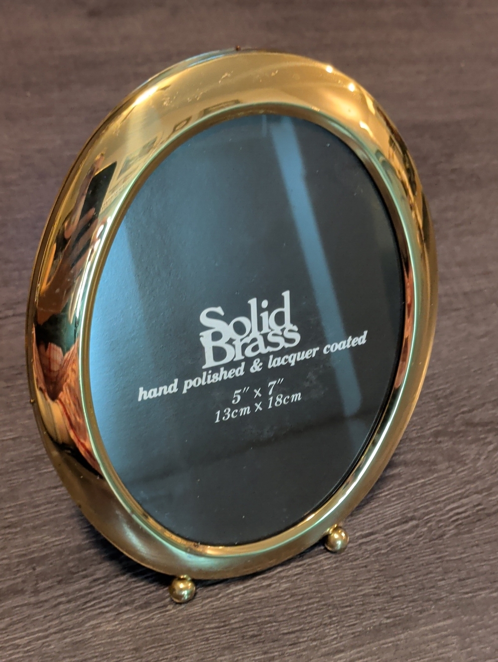 Vintage Solid Brass Oval Picture Frame 5x7 Polished Gold Tone MCM